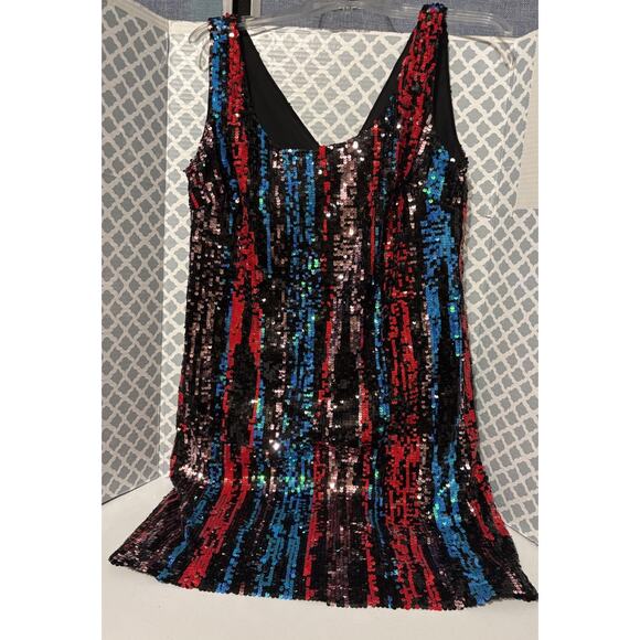 Calvin Klein Mini Dress Tank Shift Sequin Party Color Change Womens Juniors Sz 8 - Picture 2 of 14